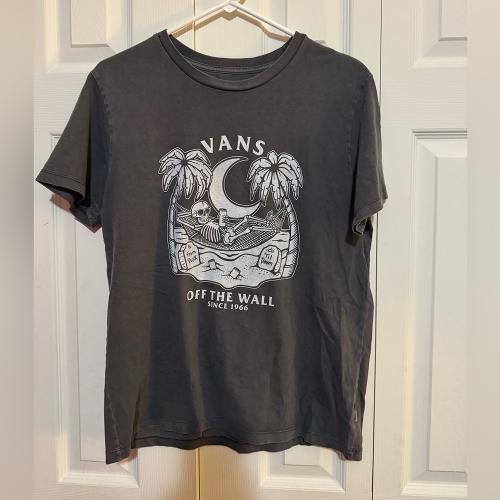 Vans Black T-Shirt with Skeleton and Palm Trees